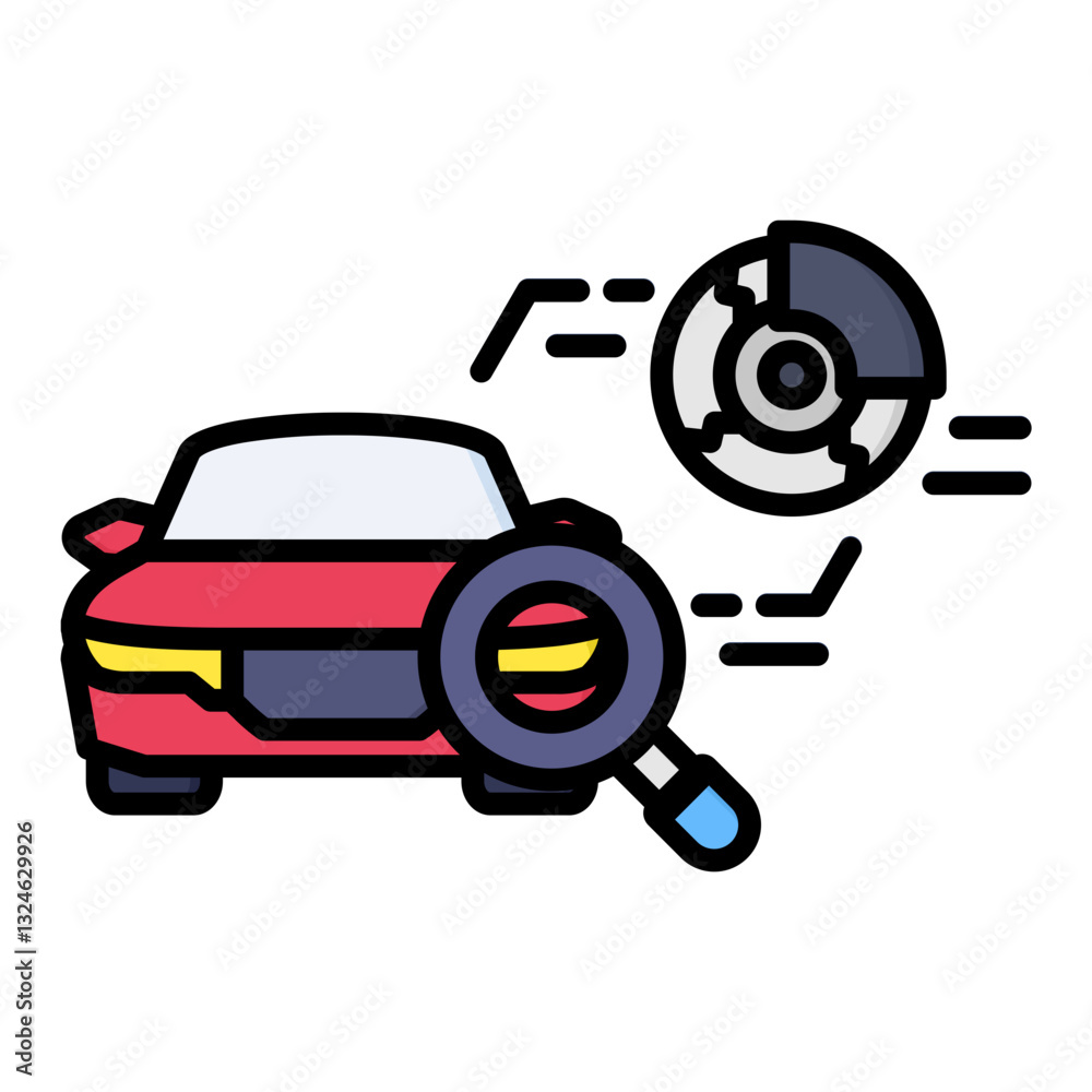 Inspection icon in Flat Color Style With Outline. Simple Vector Design. Simple Vector Flat Icon Inspection icon in Flat Color Style With Outline. Simple Vector Design. Simple Vector Flat Icon