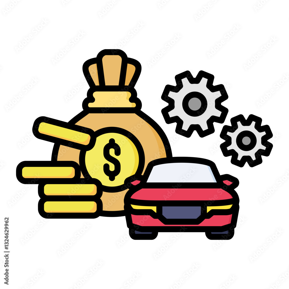 Maintenance icon in Flat Color Style With Outline. Simple Vector Design. Simple Vector Flat Icon Maintenance icon in Flat Color Style With Outline. Simple Vector Design. Simple Vector Flat Icon