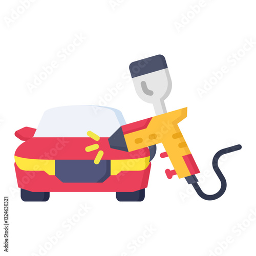 Car Painting icon in Flat Color Style. Simple Vector Design. Simple Vector Flat Icon