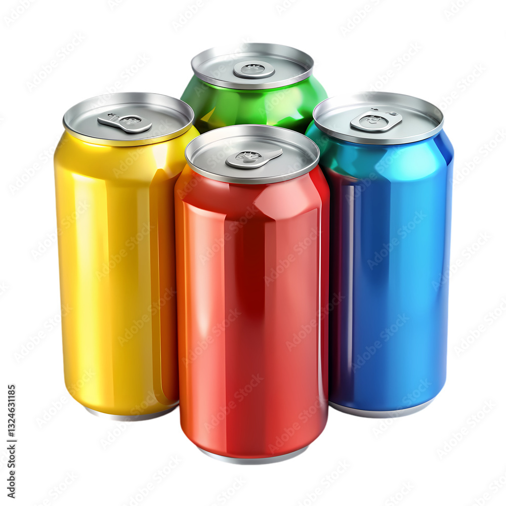 Colorful Soda Cans: Group of Aluminum Drinks on transparent background Colorful Soda Cans: Group of Aluminum Drinks on transparent background