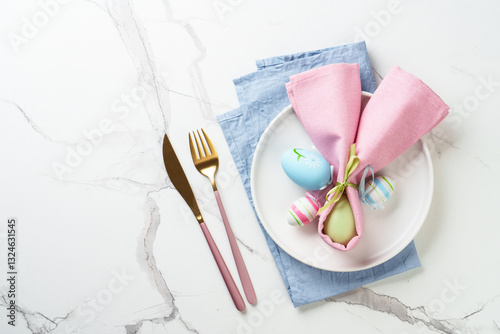 Obraz na płótnie Easter food or table setting on white background. w salonie
