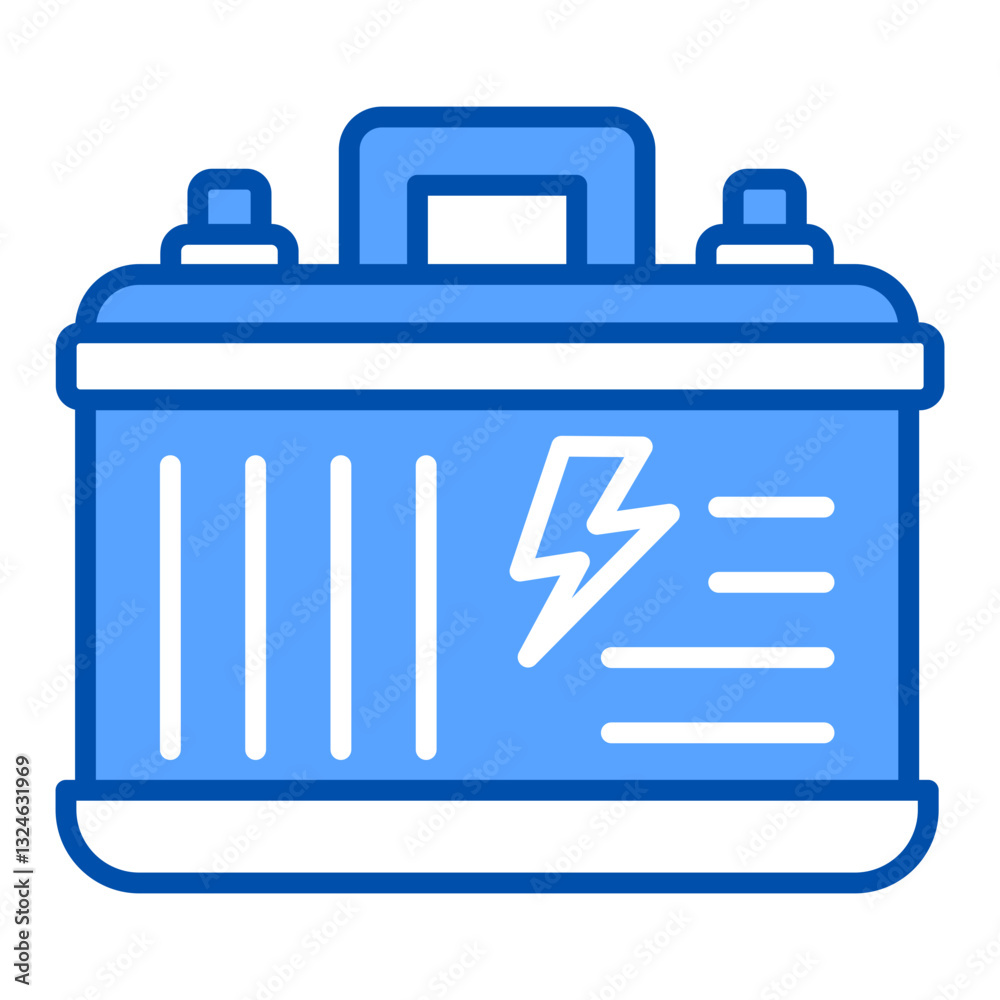 Car Battery icon in Blue Color Style. Simple Vector Design. Simple Vector Flat Icon Car Battery icon in Blue Color Style. Simple Vector Design. Simple Vector Flat Icon