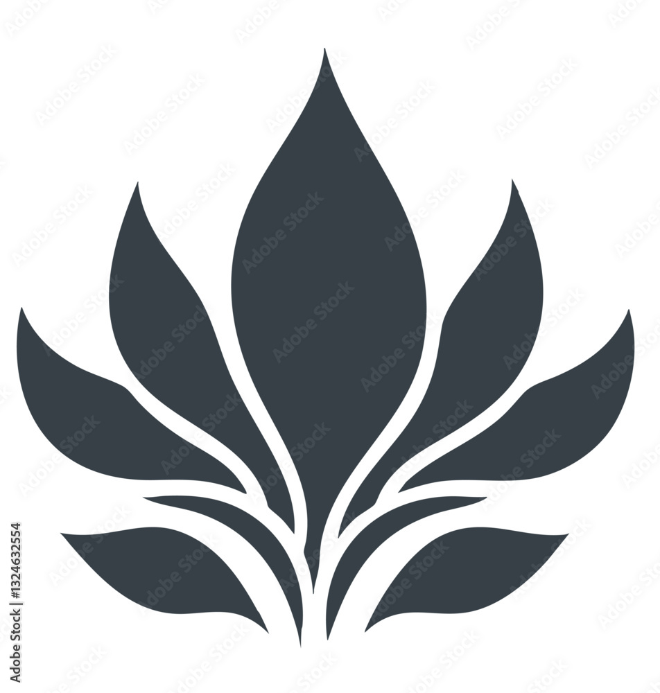 Obraz premium Elegant Lotus Flower Vector Icon Design on Dark Background for Wellness, Yoga, Spa, and Holistic Branding | Minimalistic Floral Graphic Illustration
