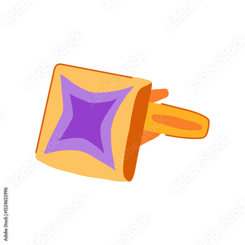 gold cufflinks cartoon vector illustration