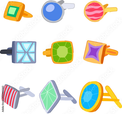 cufflinks set cartoon vector illustration