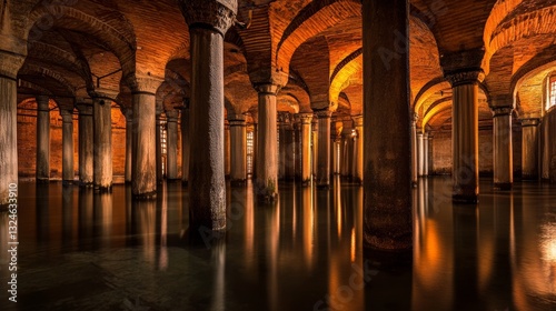 Enchanting basilica cistern in istanbul  stunning marble columns, intricate arches, and reflections
