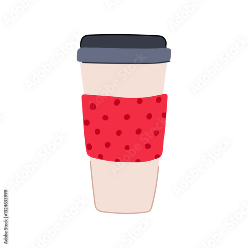 stainless coffee cup reusable cartoon vector illustration