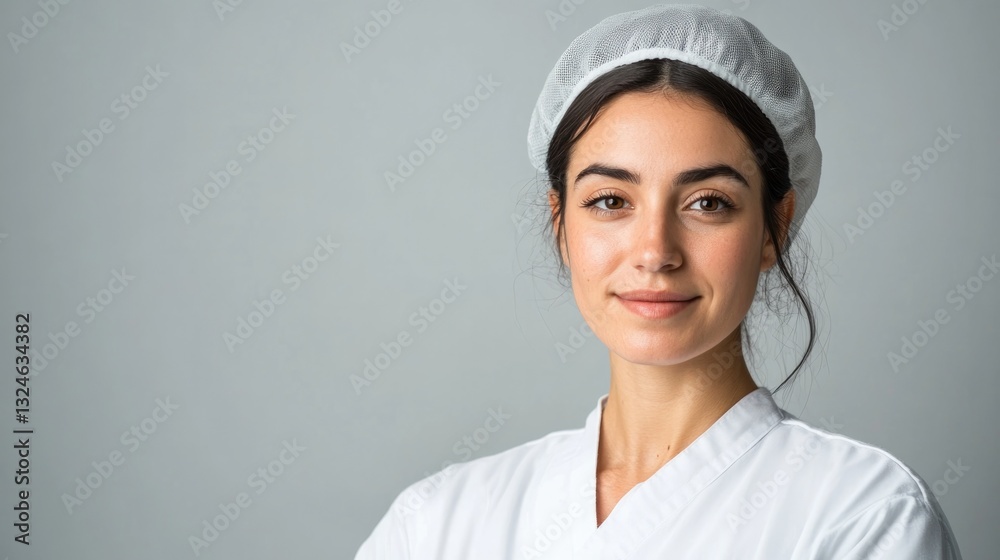 portrait of professional cleaning specialist on solid smooth background portrait of professional cleaning specialist on solid smooth background