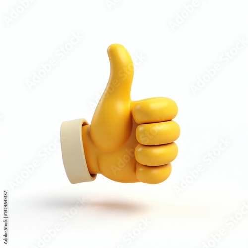 3D emoji hand shows thumbs up gesture, symbolizes approval, agreement, like. Isolated white background graphic of ok hand. Concept of consent, support, positive feedback, network communication.