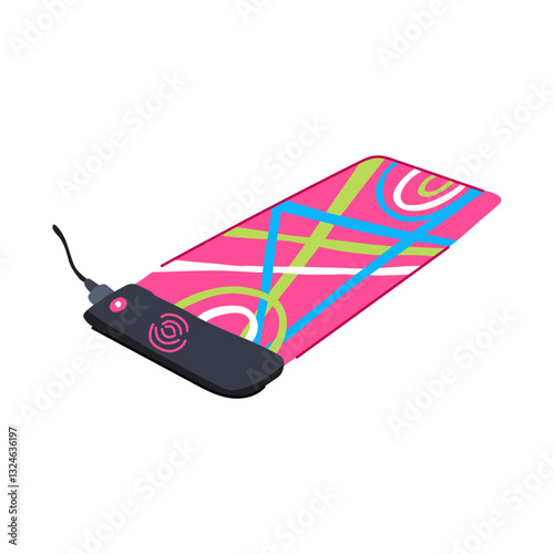 modern charging mouse pad wireless cartoon vector illustration