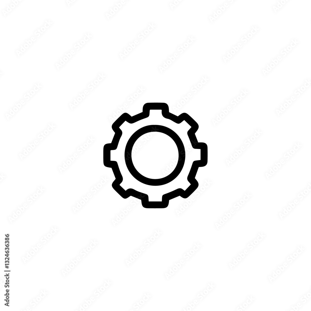Gear settings icon, cogwheel vector symbol for configuration and technology