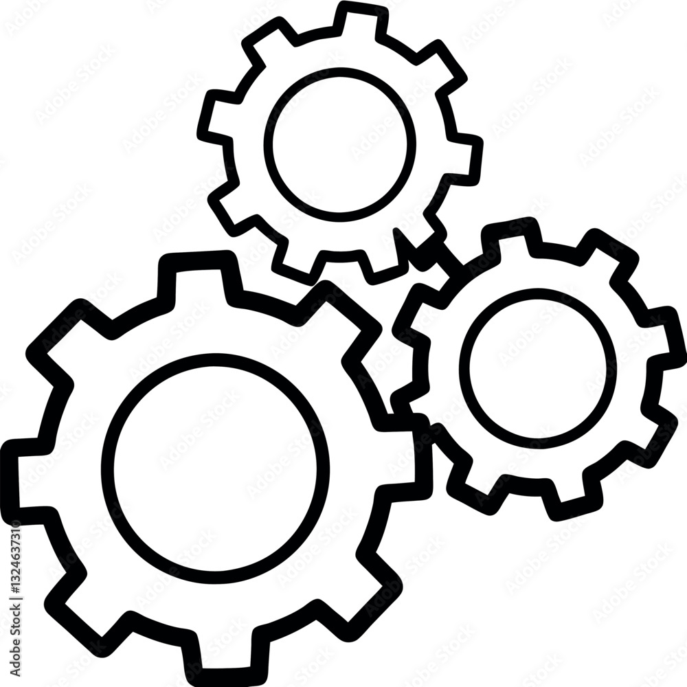 Mechanical gears black and white illustration. Mechanical gears black and white illustration.