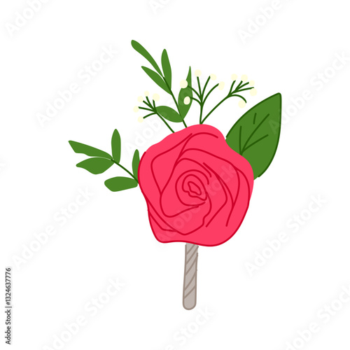 wedding boutonniere cartoon vector illustration