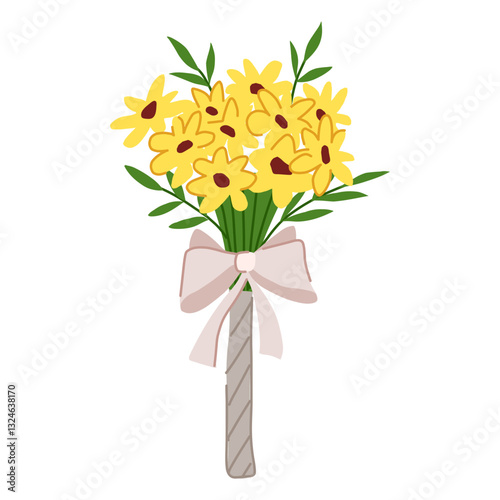 celebration bouquet wedding cartoon vector illustration