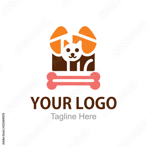 Modern Logo For a pet company with a cat and a bone.