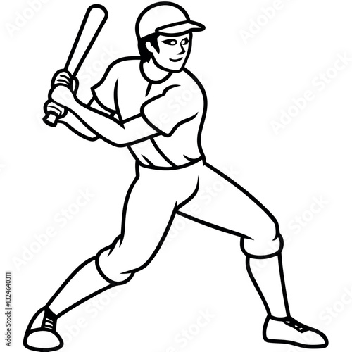 one-man-playing--baseball-vector. 