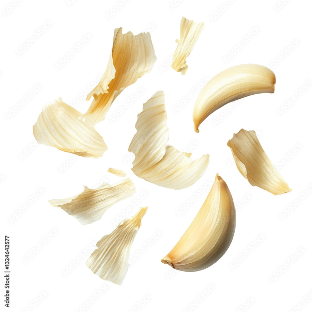 Naklejka premium Peeled garlic cloves, isolated on white background