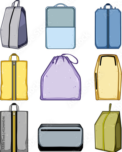 shoe bag set cartoon vector illustration