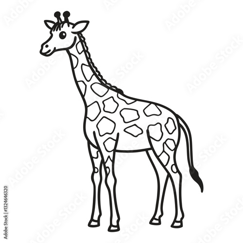 Funny cartoon giraffe coloring pages vector illustration