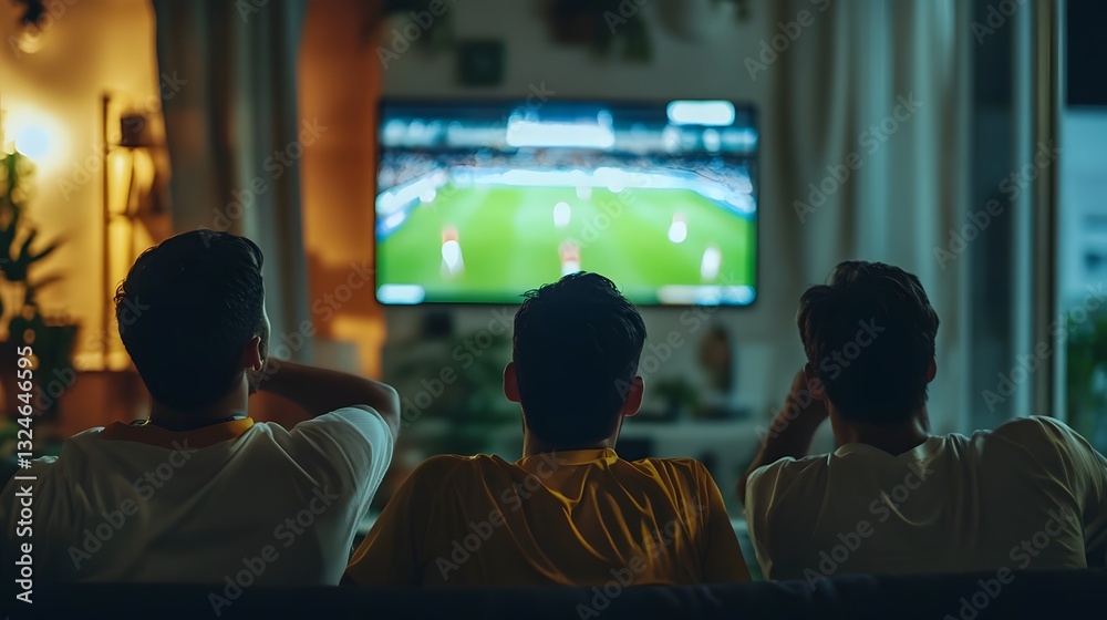 custom made wallpaper toronto digitalFriends Watching Soccer Game on TV at Night