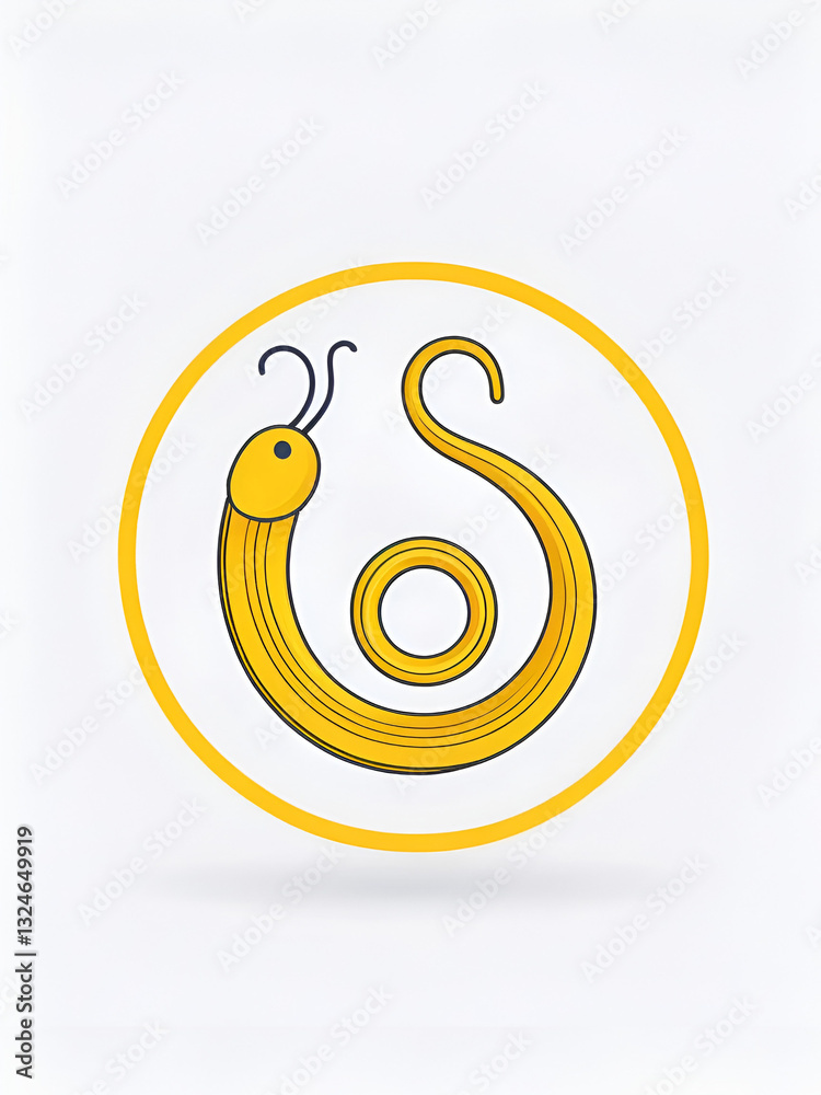 Ascarids vector Roundworm concept yellow line icon or sign Ascarids vector Roundworm concept yellow line icon or sign