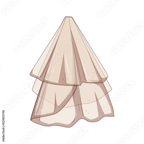 tulle veil bridal cartoon vector illustration