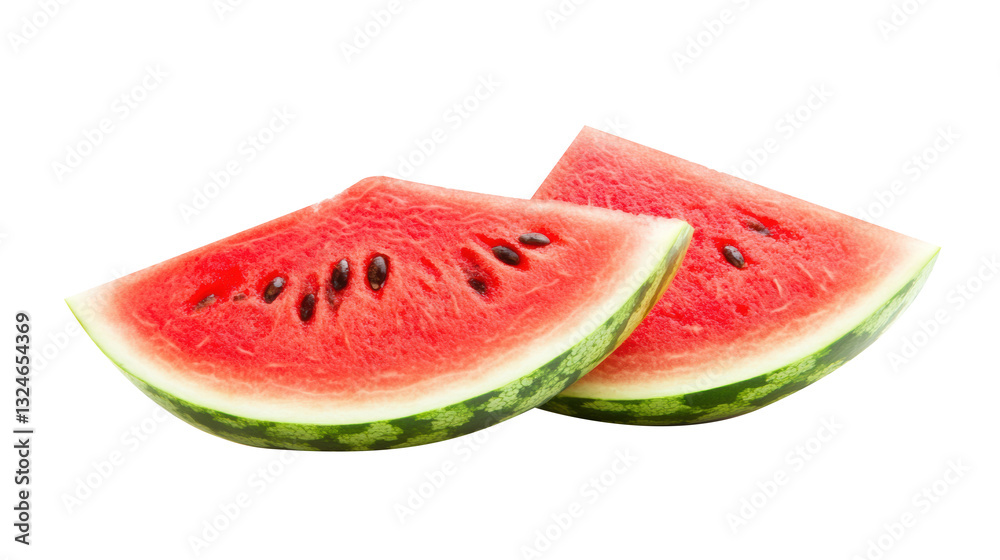 Fresh watermelon slices ready for summer enjoyment and recipes on a transparent background, cut out Fresh watermelon slices ready for summer enjoyment and recipes on a transparent background, cut out