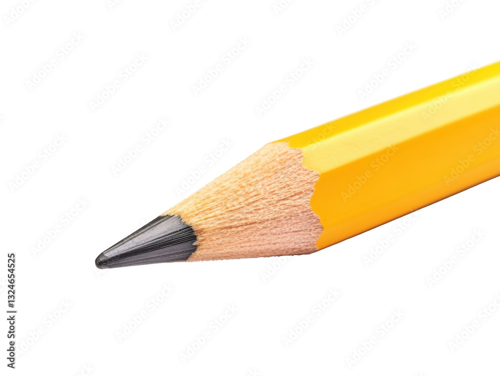 Fototapeta premium Close-up of sharpened yellow pencil tip on a light background