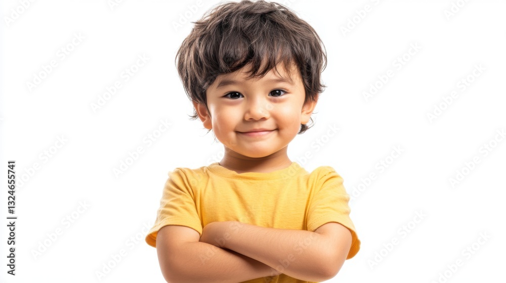 Happy Toddler Boy Smiling with Arms Crossed Happy Toddler Boy Smiling with Arms Crossed