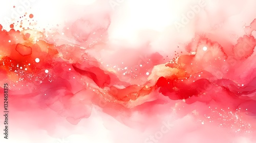Abstract red texture with watercolor clouds and fire-like patterns photo