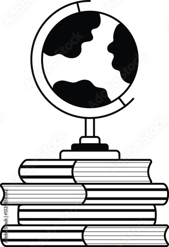 Educational Globe on Books Illustration for International Literacy Day and Back to School Designs