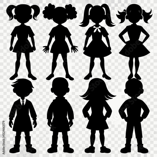 Childhood Silhouettes: A collection of charming silhouettes of children in various poses. Evoking a sense of innocence and playfulness.