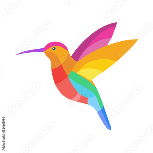 A Burst of Color. An abstract, digitally crafted hummingbird soars gracefully
