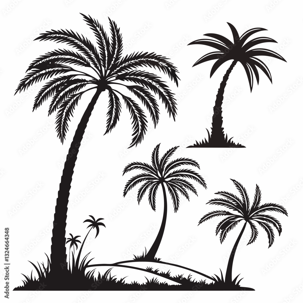 Fototapeta premium Silhouette of Palm Trees set