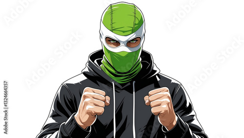 Schilderij op canvas A football fans ultras hooligan with green mask