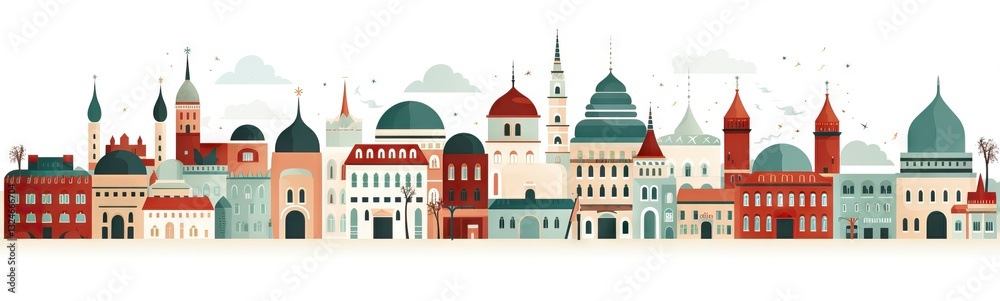 Obraz premium A Colorful Cityscape with a Mix of Old and New Architecture