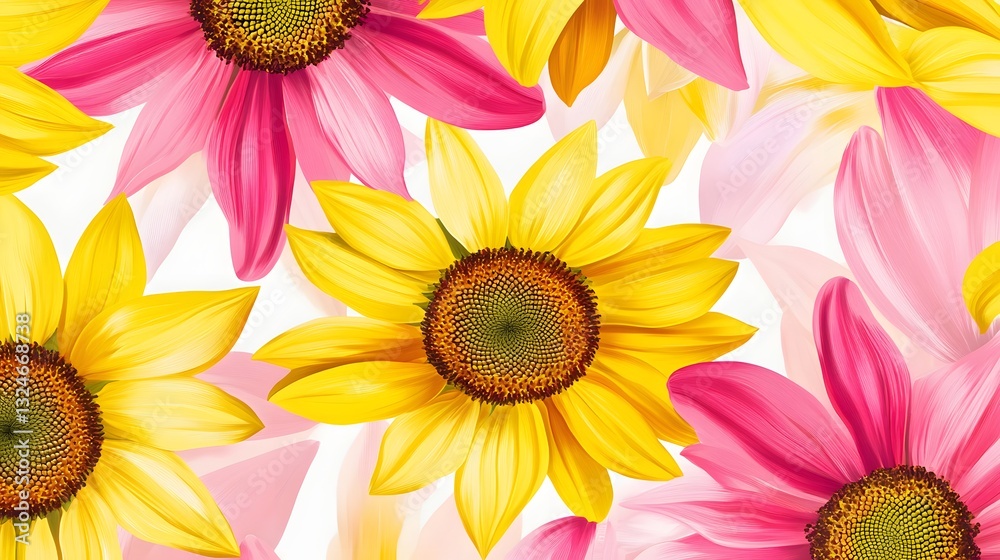 sunflowers with pink flowers background that show bright colors and beauty sunflowers with pink flowers background that show bright colors and beauty