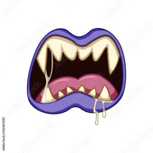 nightmare horror mouth cartoon vector illustration