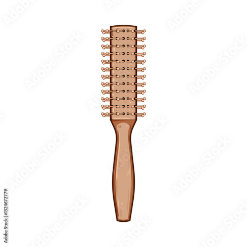 ergonomic hair brush wooden cartoon vector illustration
