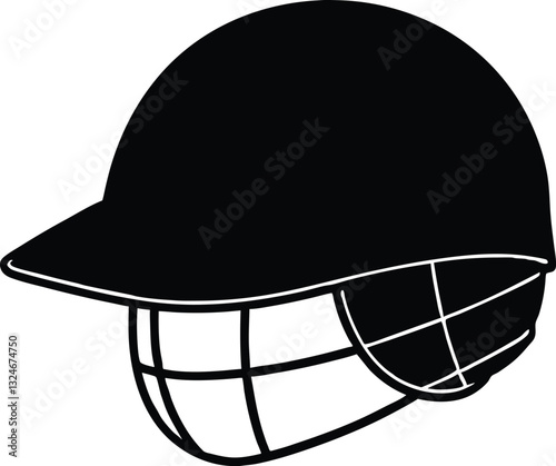 cricket helmet silhouette,cricket helmet simple flat vector