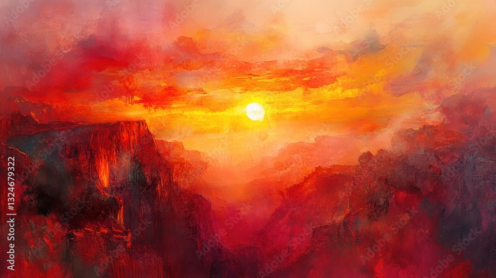Fototapeta premium A Vibrant Sunset Painting Illuminating the Rocky Mountains Scenery