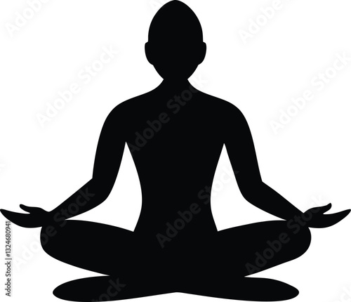 Yoga meditation black silhouette,meditation vector illustration