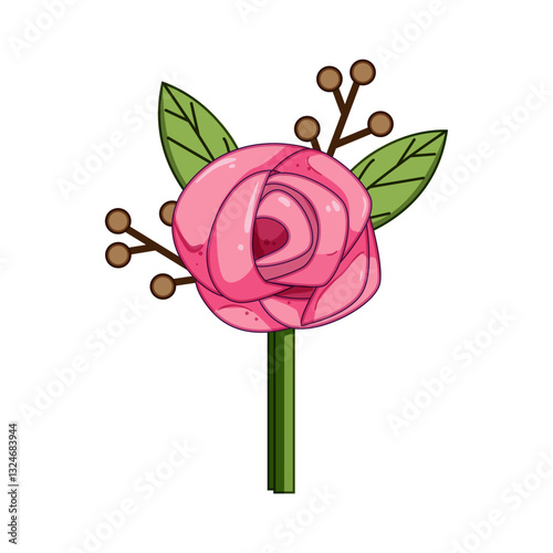 style boutonniere cartoon vector illustration