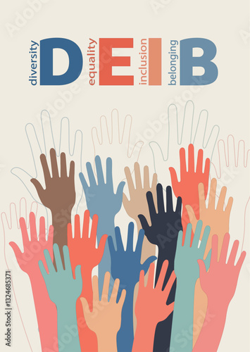 A poster with a raised hands with the words DEIB on it. The poster is about diversity equality inclusion and belonging