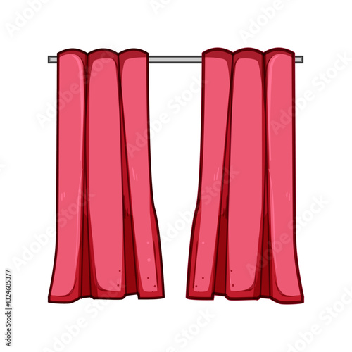bedroom blackout curtains cartoon vector illustration