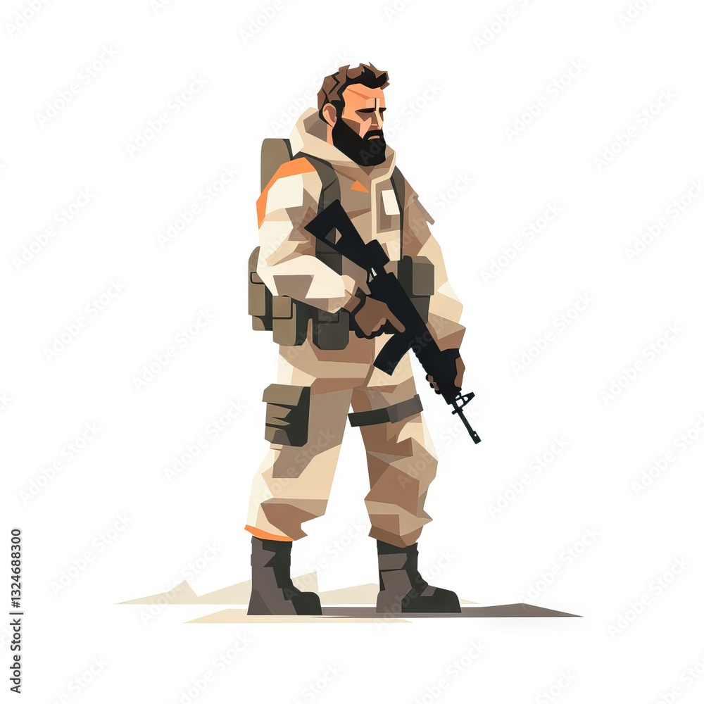 A Soldier in a Desert Environment, Armed with a Rifle A Soldier in a Desert Environment, Armed with a Rifle