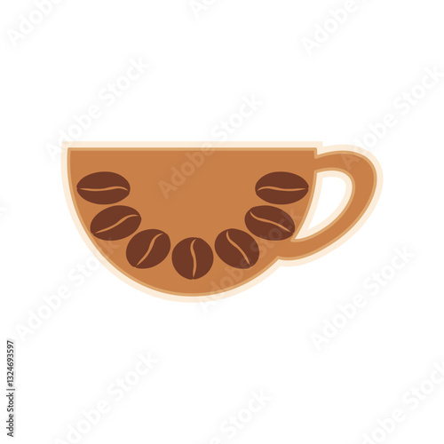 Cup of coffee sticker. Decorative element, clip art, label, badge. Vector illustration for coffee lovers.