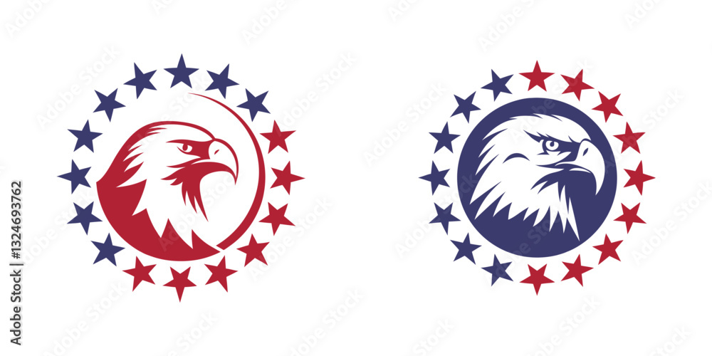 eagle’s head emerges from the stars of the flag set eagle’s head emerges from the stars of the flag set