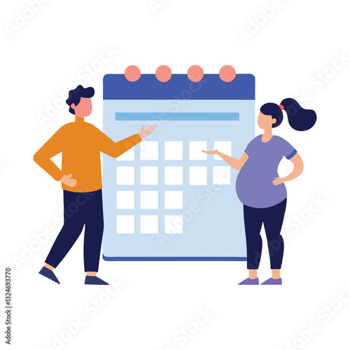 Pregnancy Appointment Schedule - Flat Design Calendar Illustration