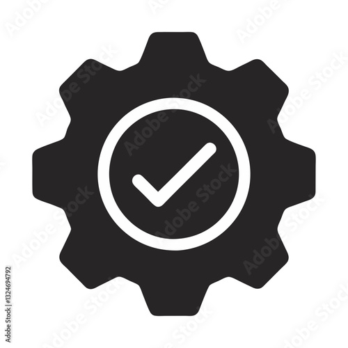 sleek cog confirm flat icon for apps and websites
